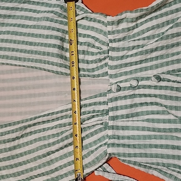 SPRING BOHO Lovers +FRIENDS Striped Green and White Romper, - Picture 10 of 14